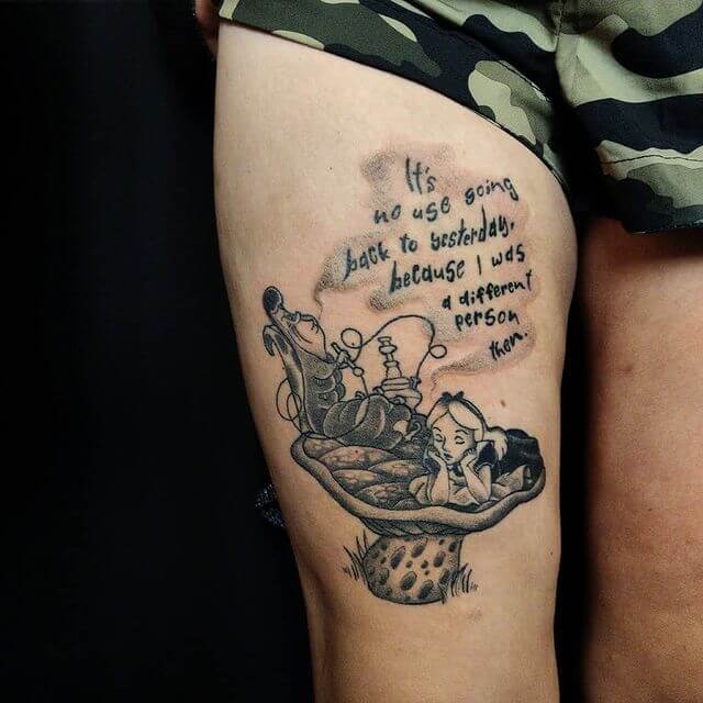 'Alice In Wonderland' Quotes Tattoo 