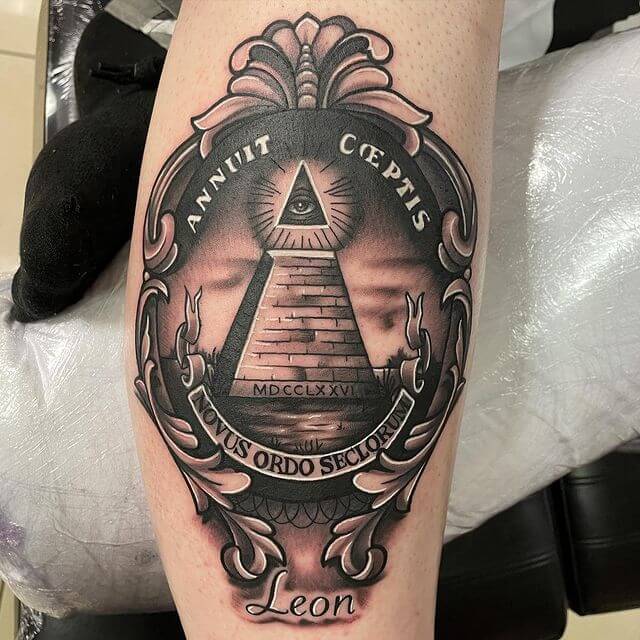 All Seeing Eye On Pyramid Tattoo