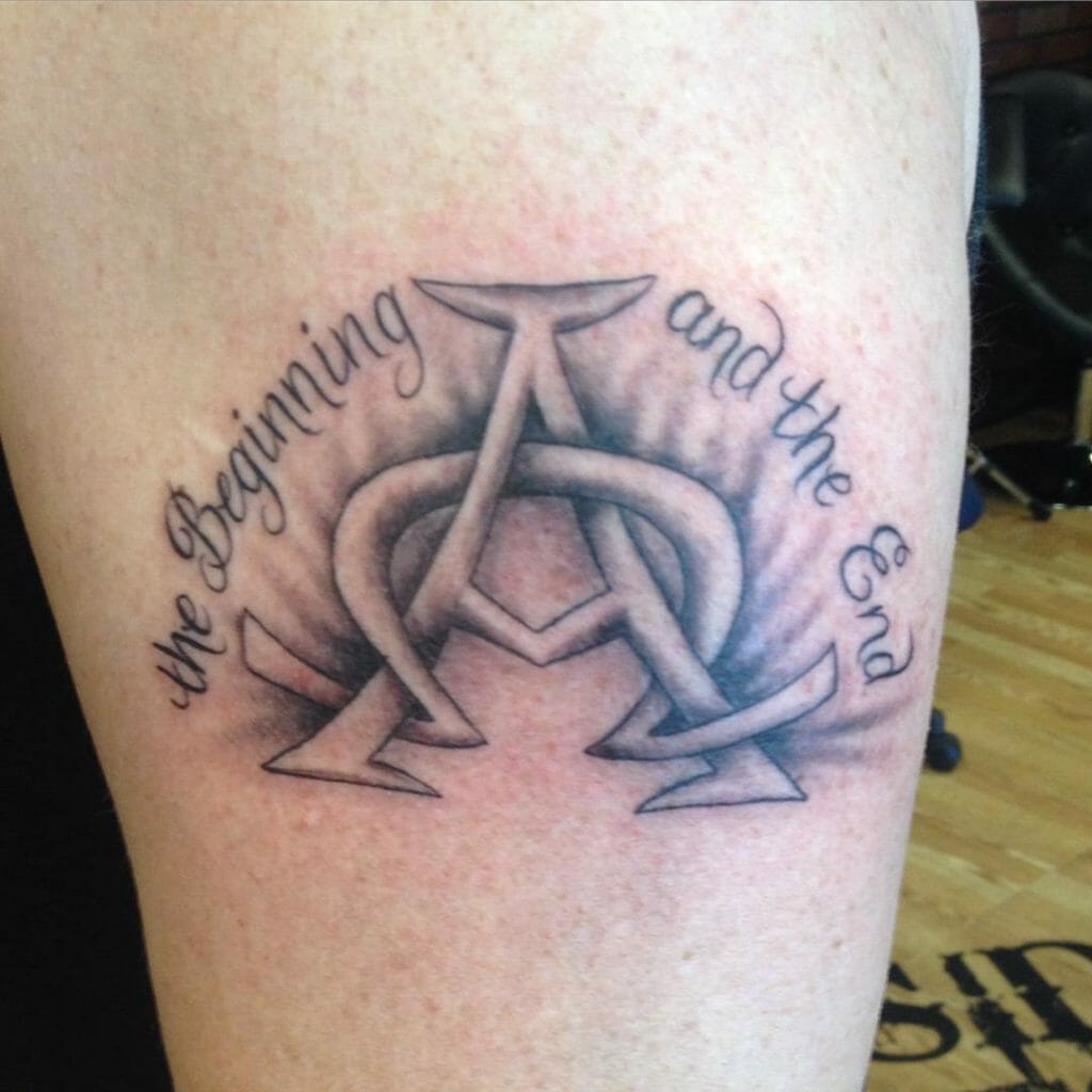 Alpha Omega Tattoo With Quote