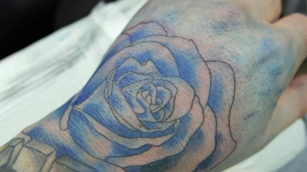 Amazing Blue Rose Tattoo