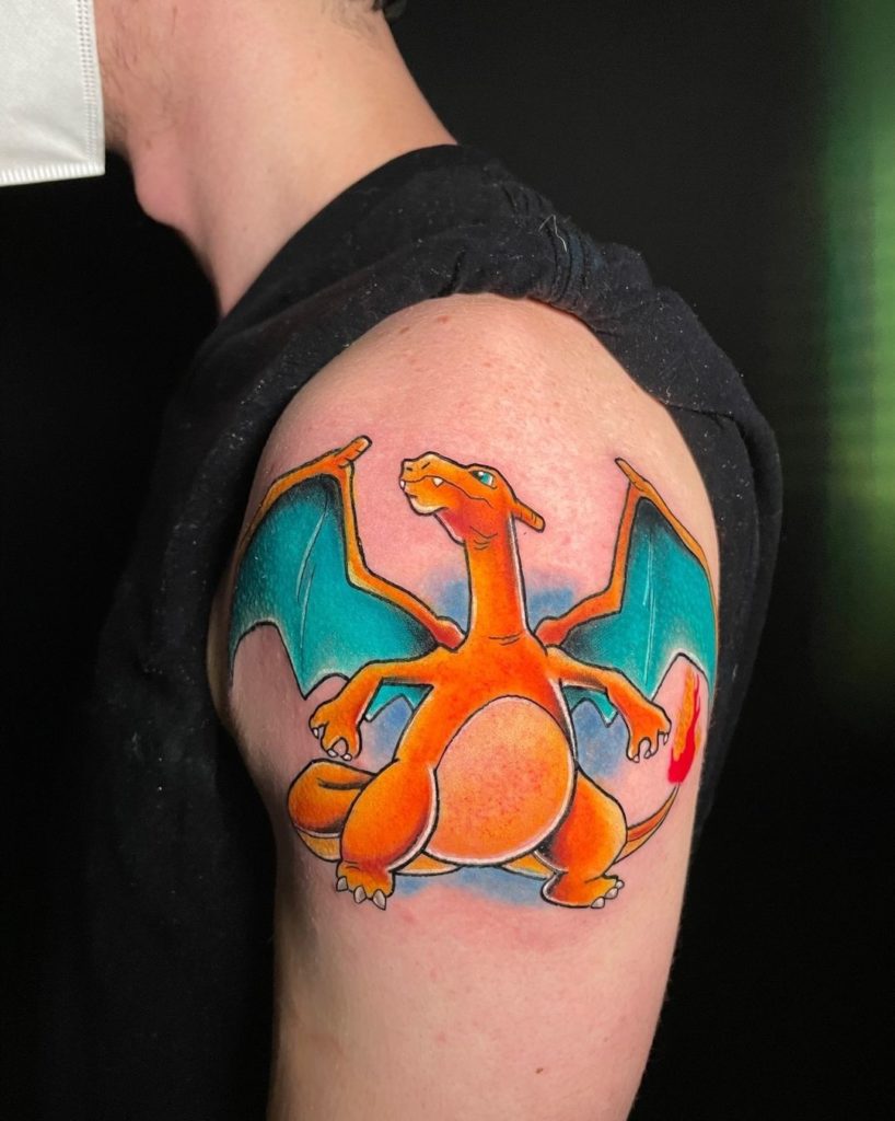 Amazing Charizard Pokemon Tattoo