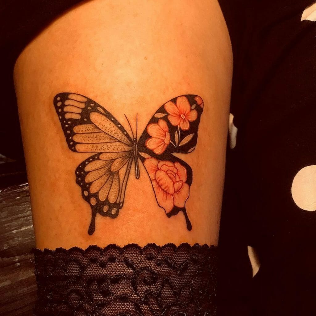 Amazing Floral Butterfly tattoo