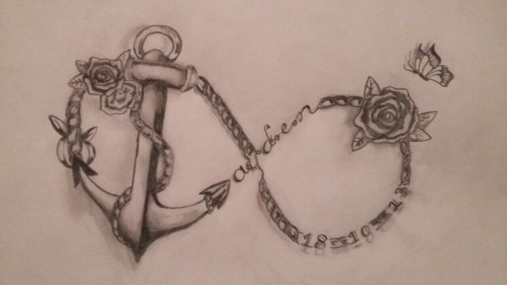 Anchor rose tattoo