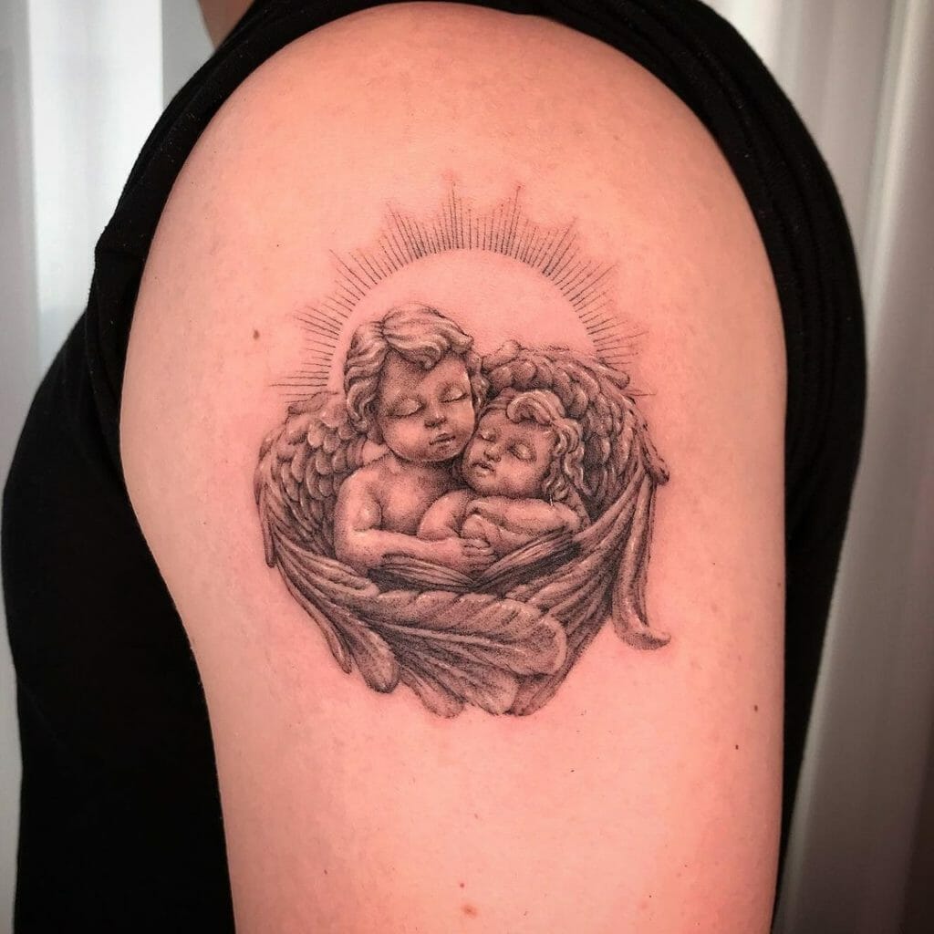 Angel Holding Baby Tattoo