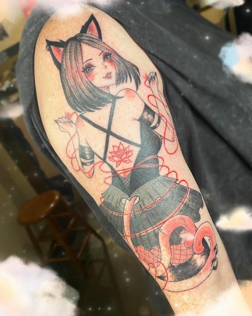 Anime Pin Up Girl Tattoo 
