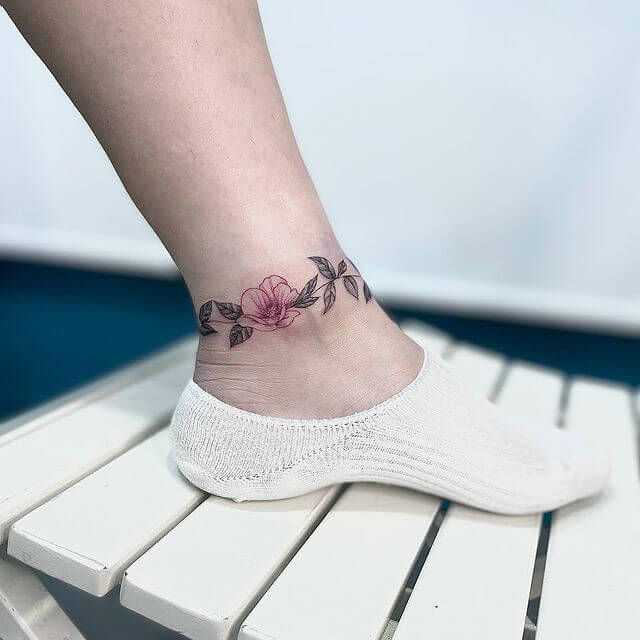 Anklet Tattoos With A Splash Of Color