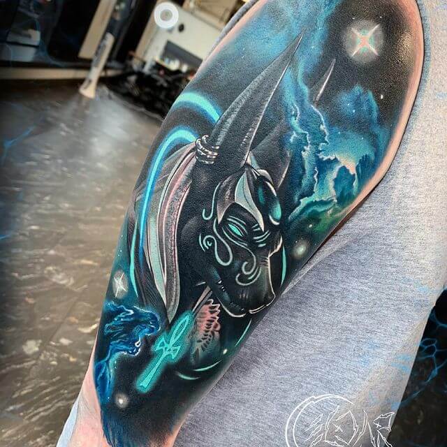 Anubis Galaxy Tattoo