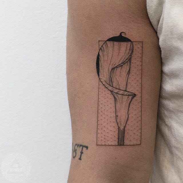 Artistic And Stylish Dotted Calla Lily Tattoo