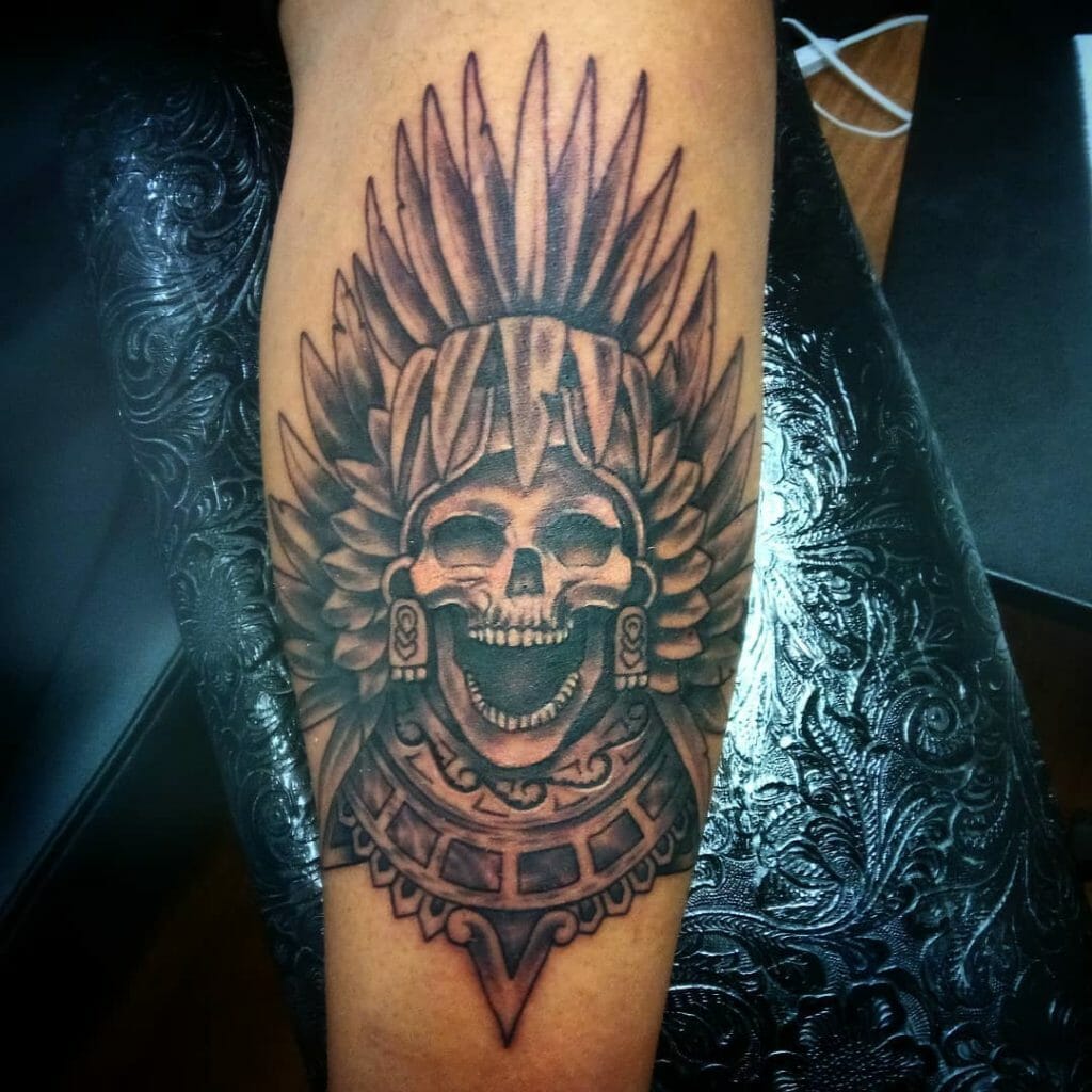 Aztec Tattoo Design With The Skull Symbol