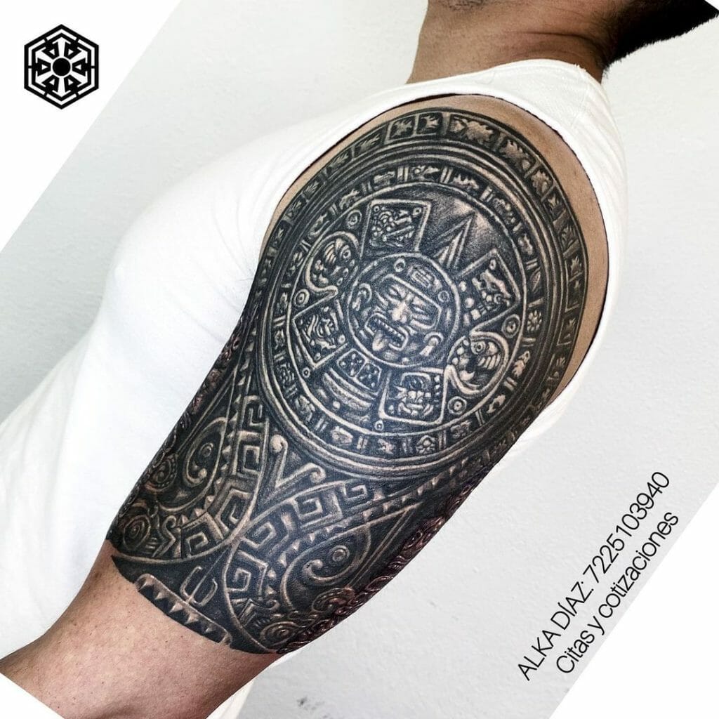 Aztec Tattoo With A Stunning Shaded Effect