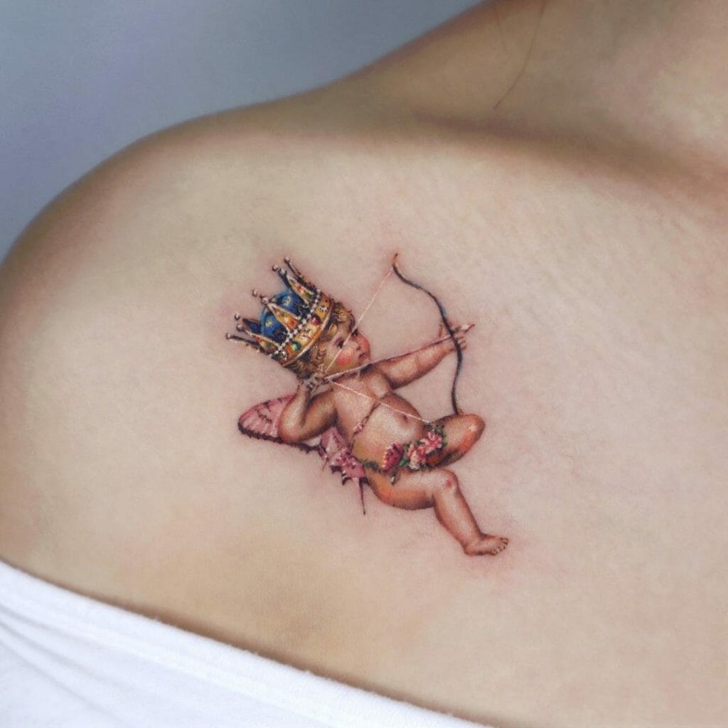 Baby Angel Tattoo With A Bow and Arrow