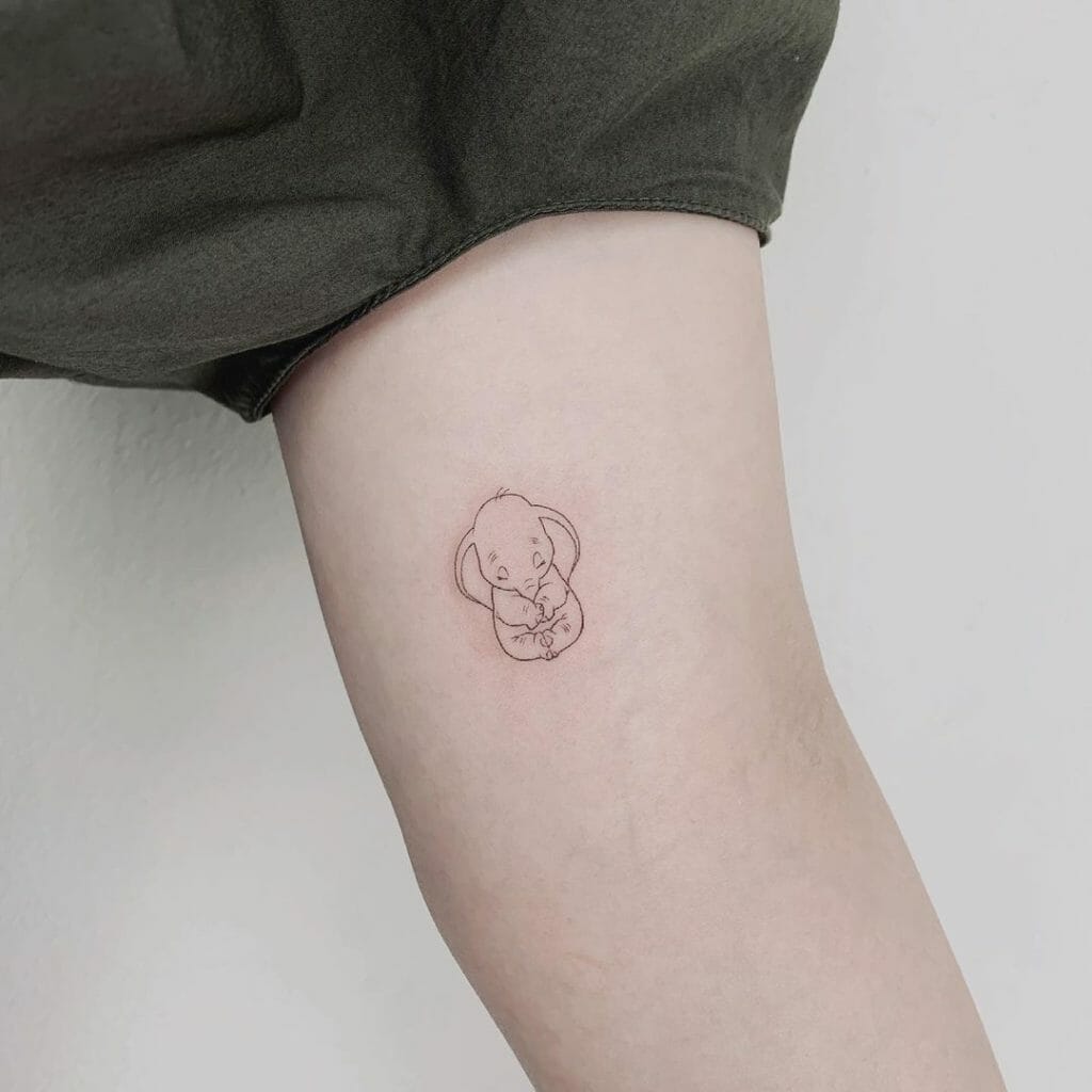 Baby Elephant Outline Tattoo