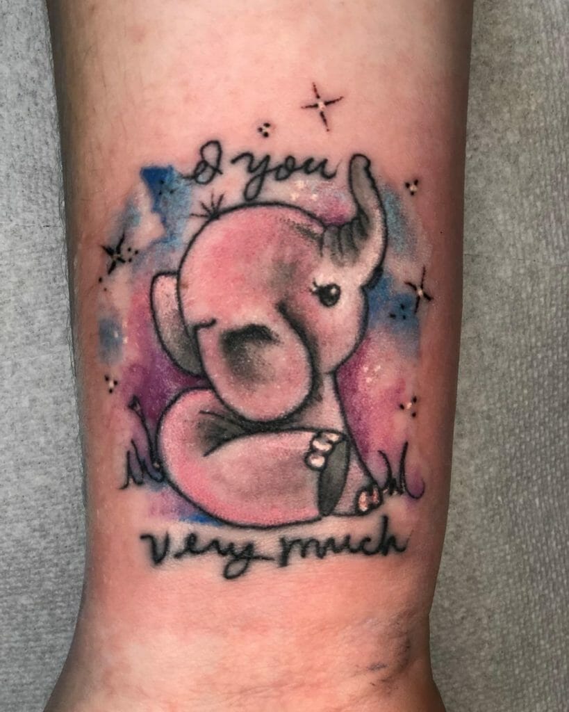 Baby Elephant Tattoo With Messages