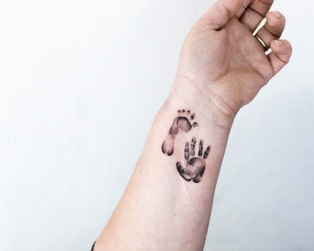 Baby Footprint And Handprint Tattoo