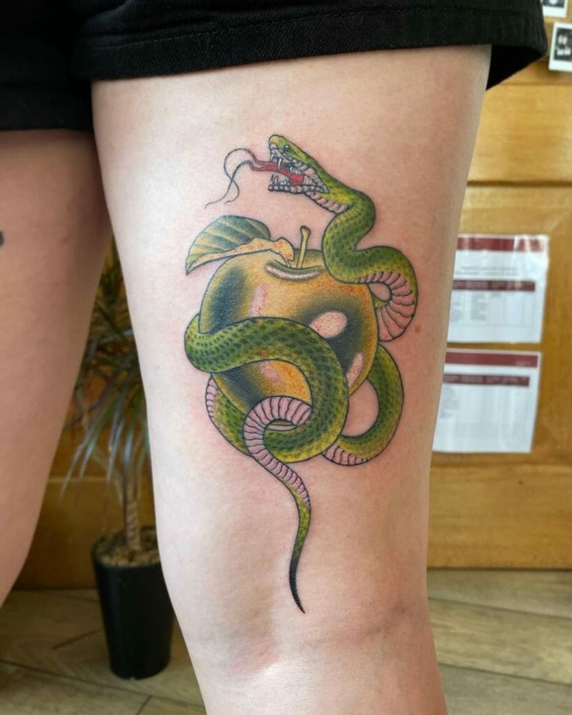 Bad Apple Tattoo Designs With The Biblical Serpent