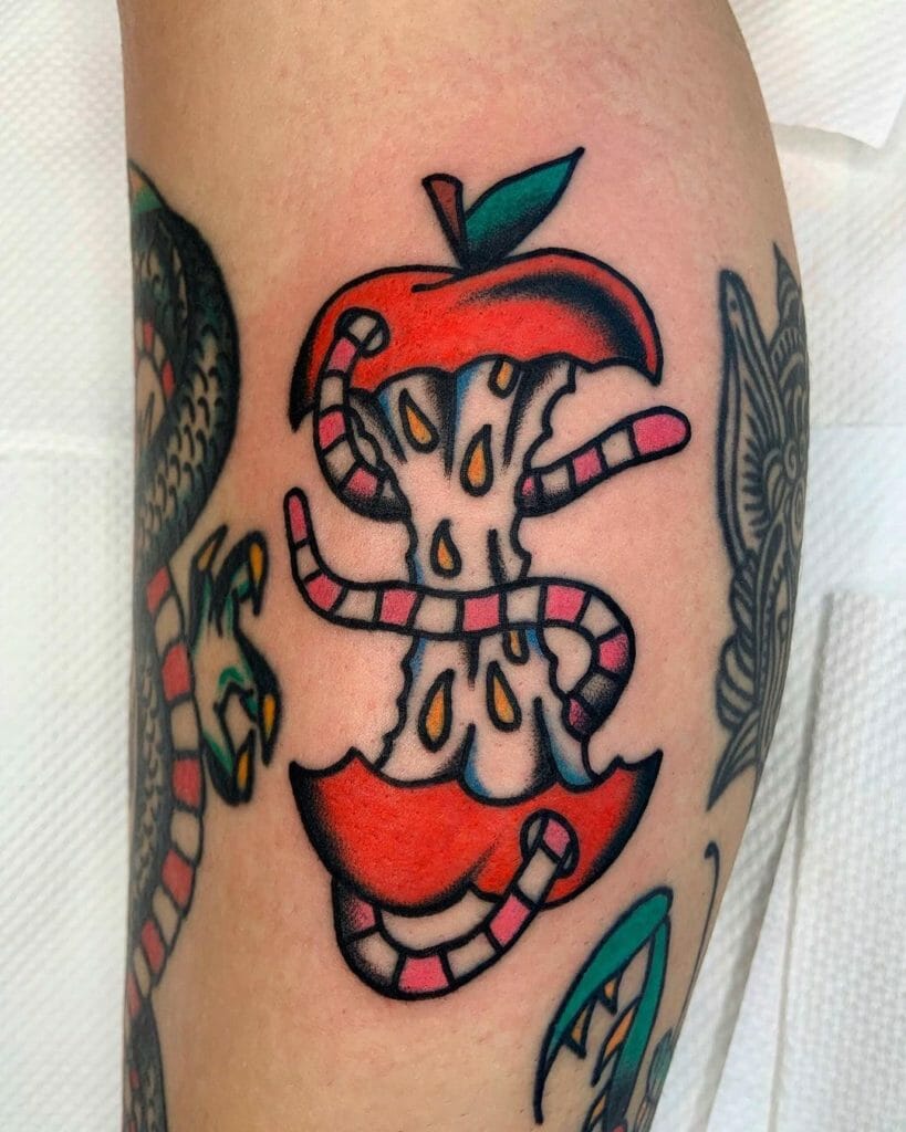 Bad Apple Tattoos With Worms