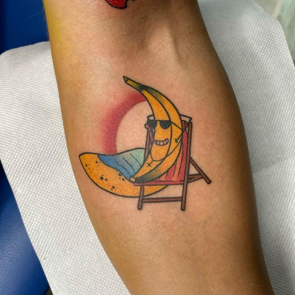 Banana On A Folding Chair Tattoo