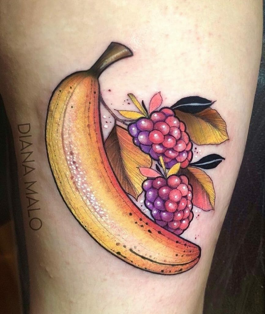 Banana With Grapes Tattoo