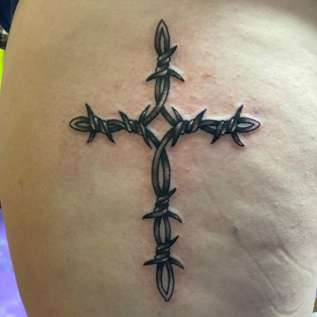 Barb Wire Cross Tattoo