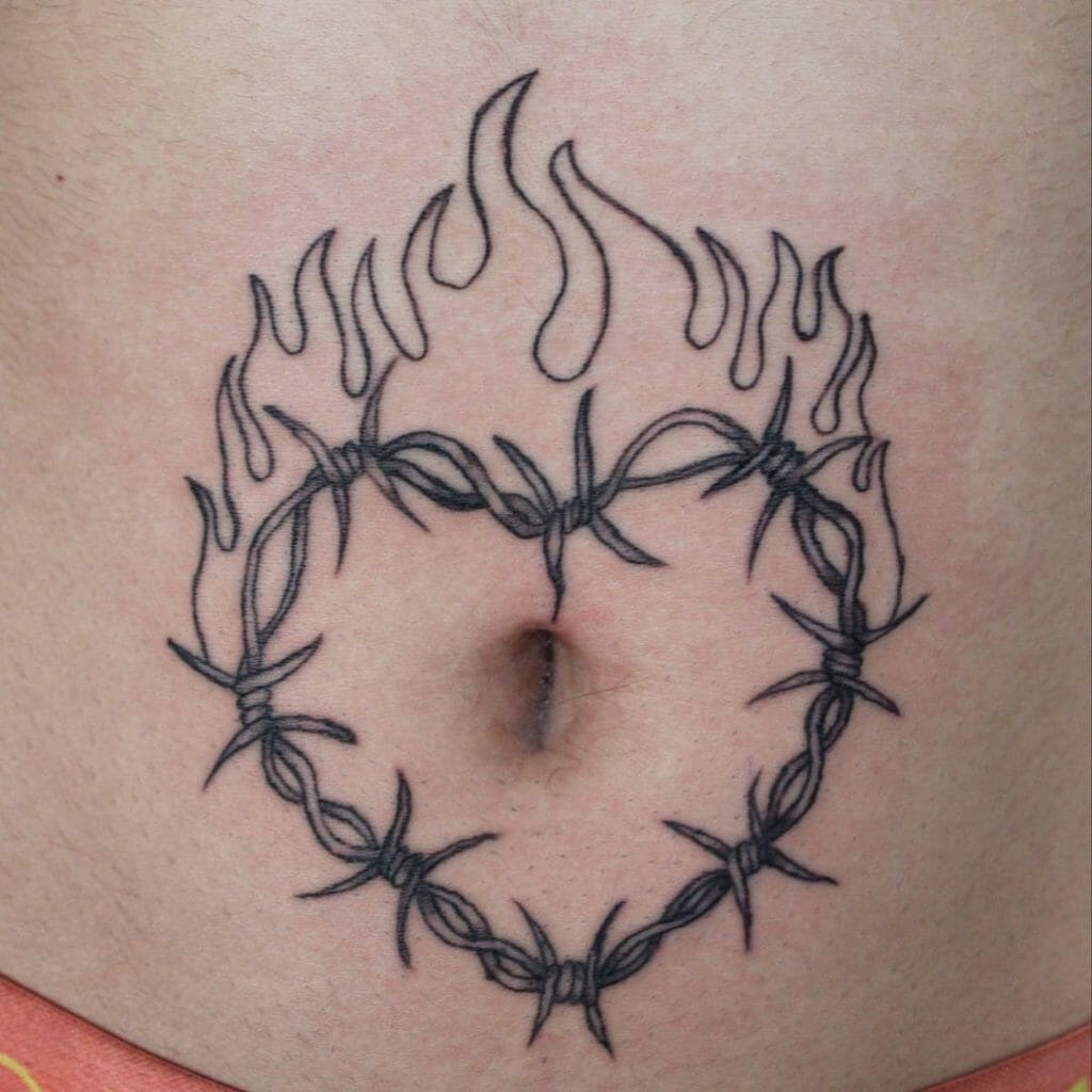 Barbed Wire Belly Button Tattoo