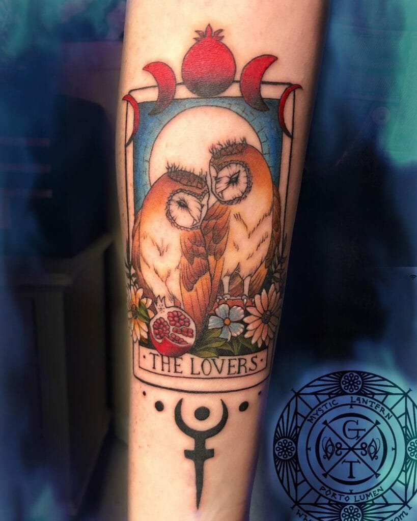 Barn Owl Tattoo Design For Couples