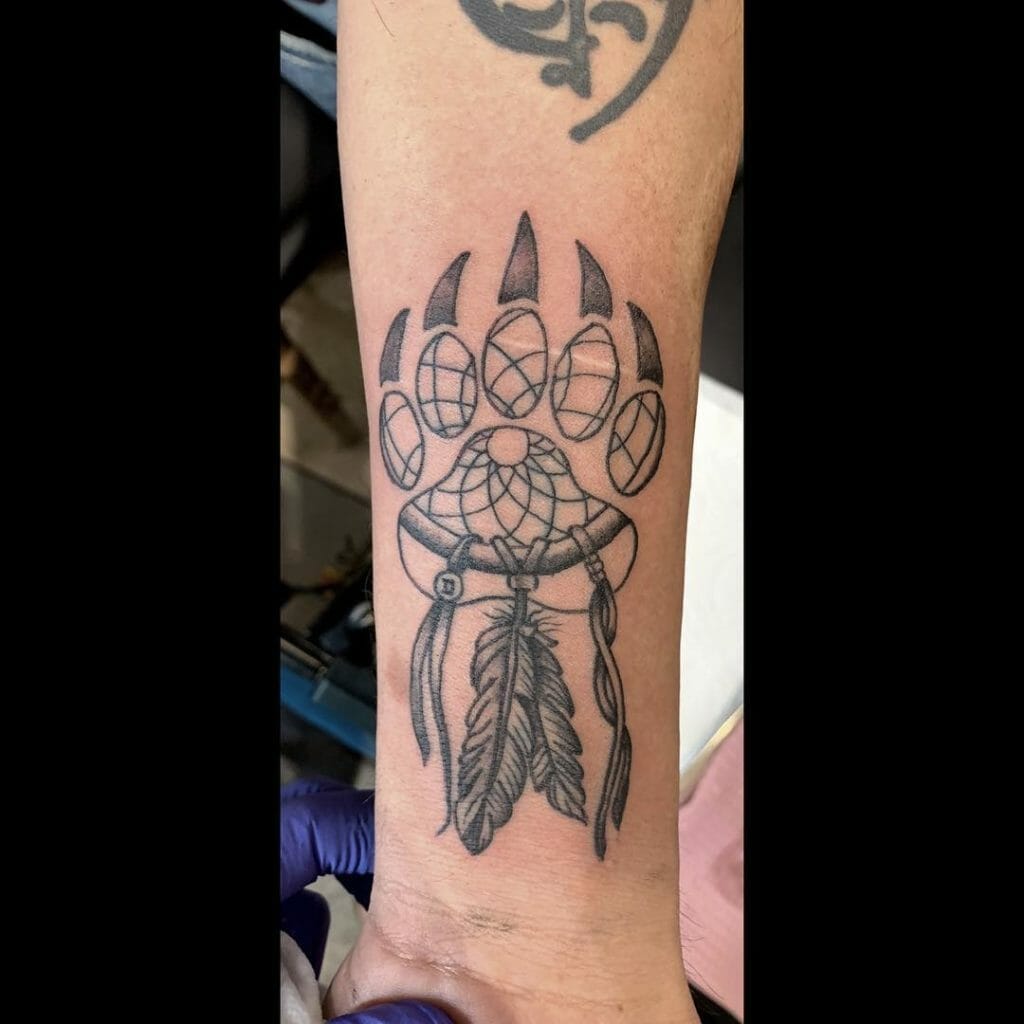Bear Claw And Dreamcatcher Tattoo