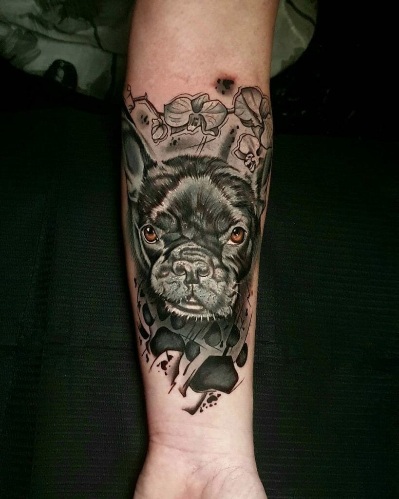 Beautiful Arm-Sleeve Bulldog Tattoo Idea