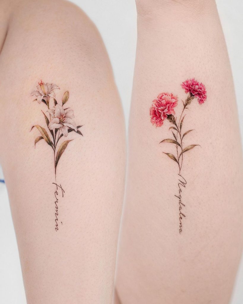 Beautiful Carnation Flower Tattoo Designs With Names
