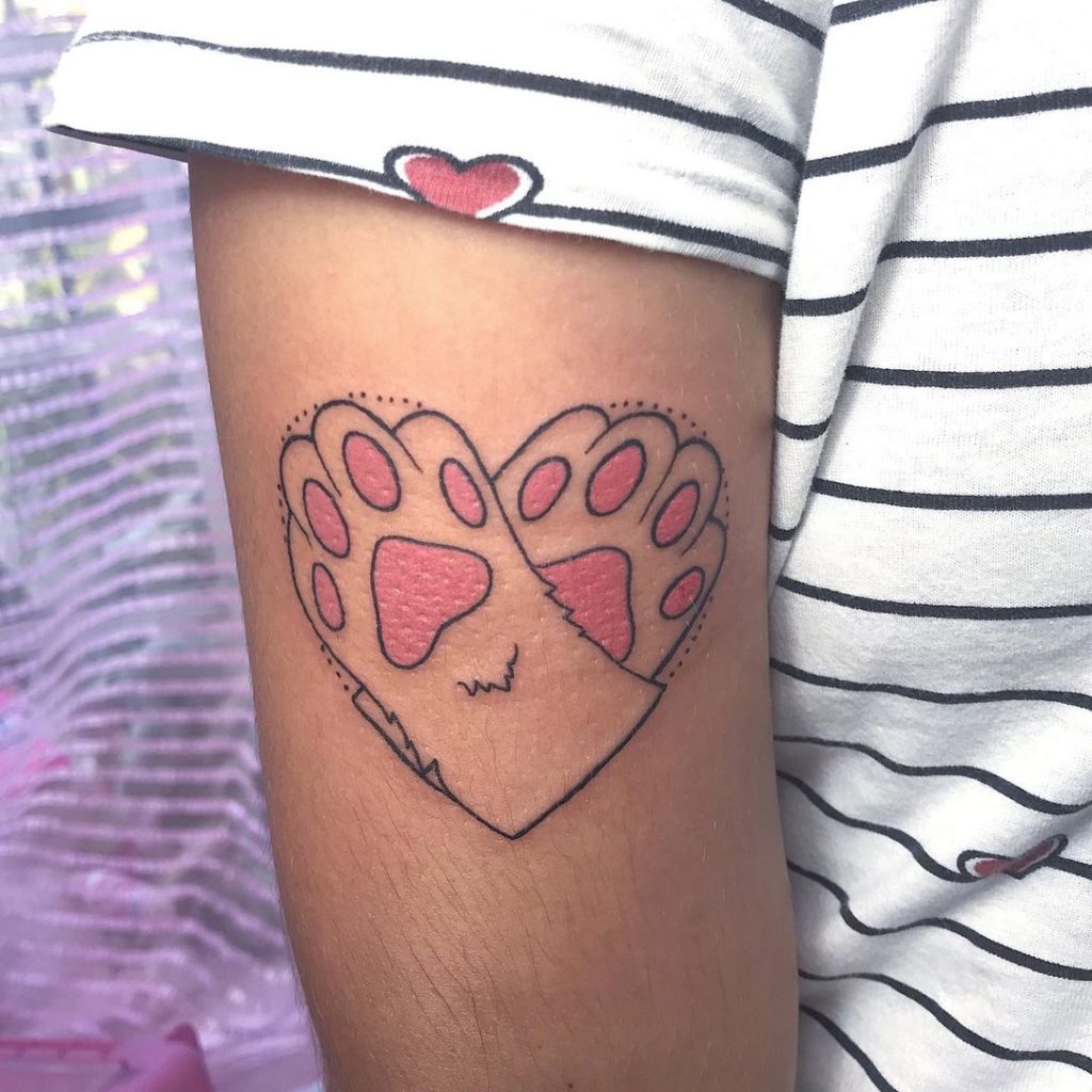 Beautiful Paw Tattoo Symbolising Love
