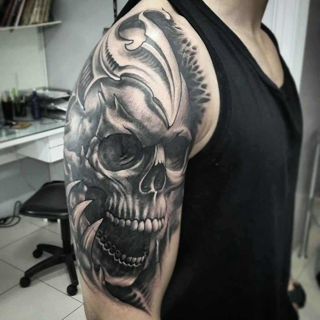 Biomech Skull Tattoo