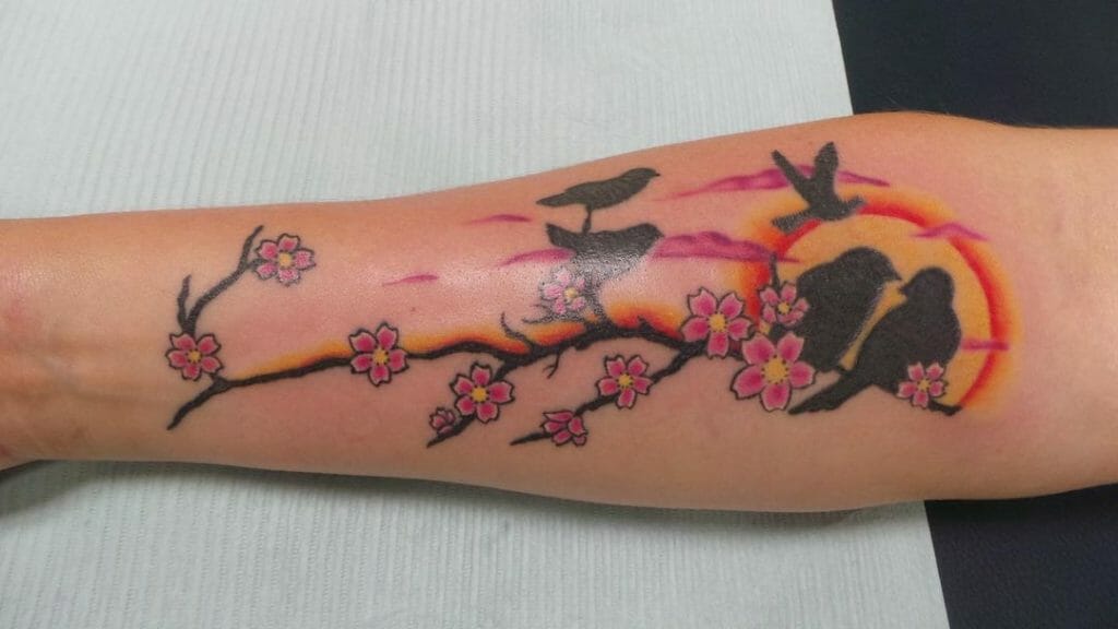 Bird Silhouette Tattoos On Forearm