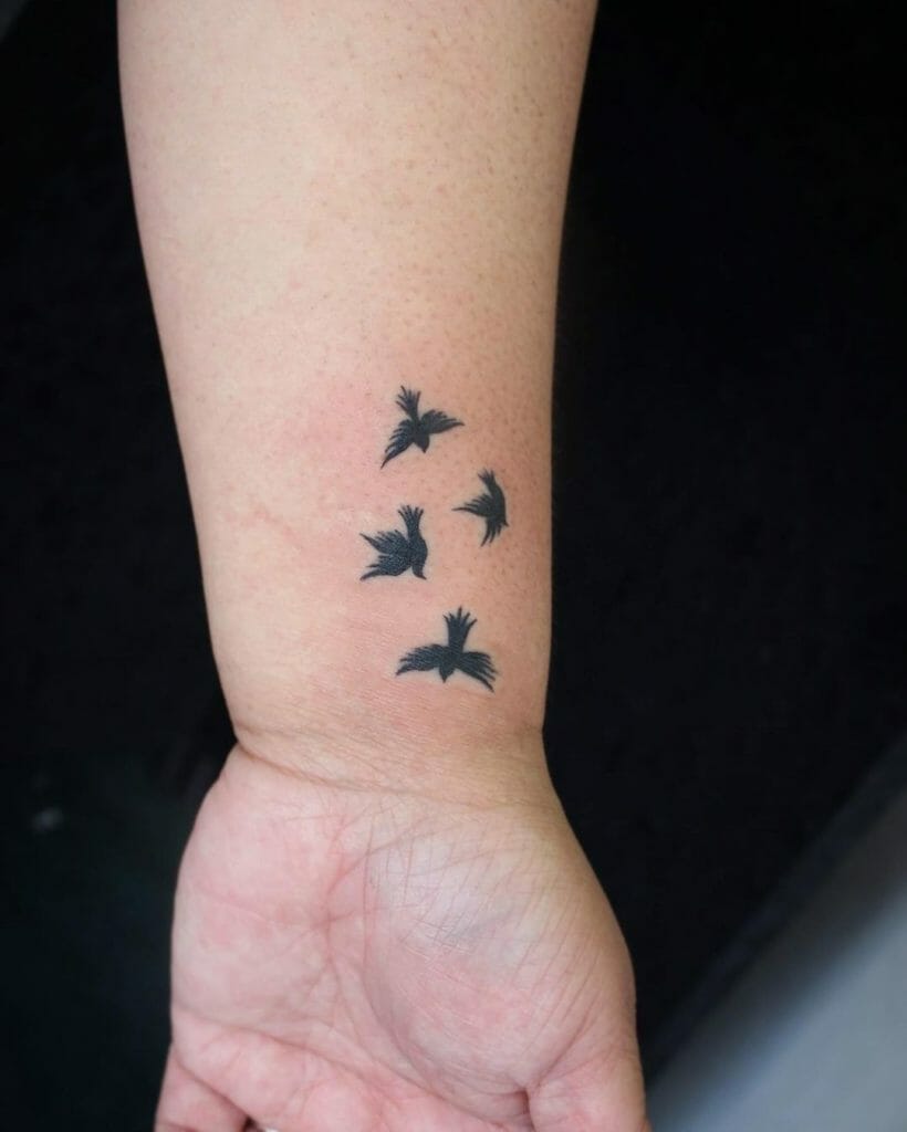 Bird Silhouette Wrist Tattoos