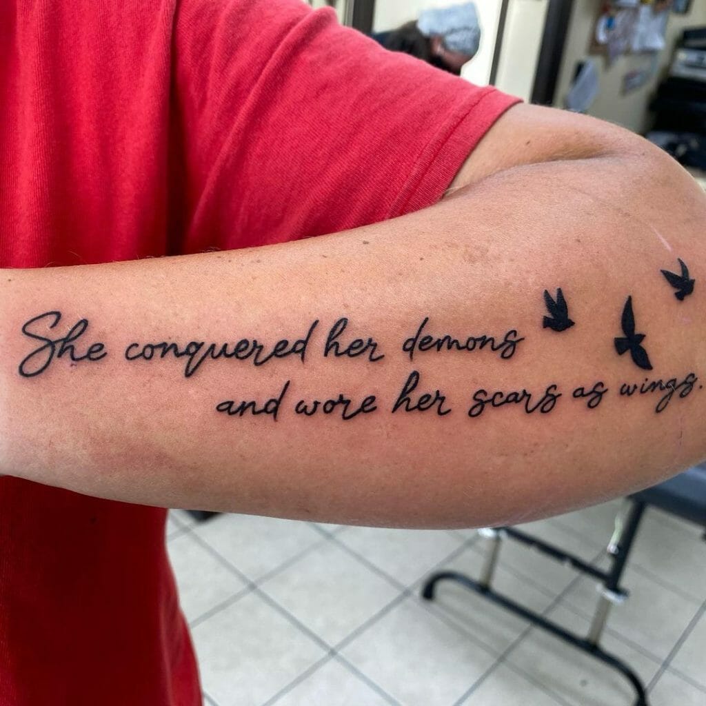 Bird Silhouettes With Quote Tattoos