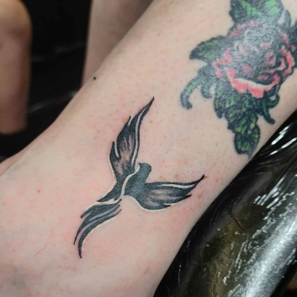 Bird With Flower Tattoo