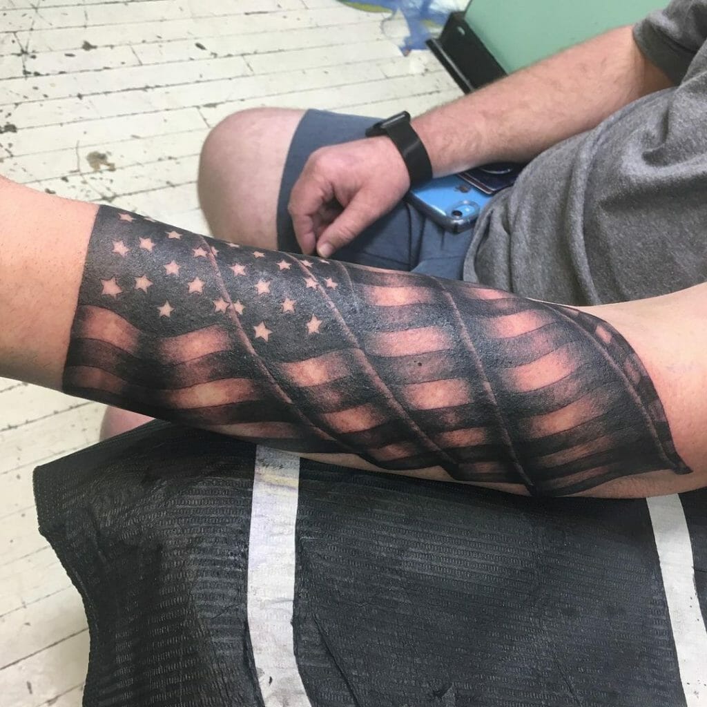 Black And Grey Flag Tattoo