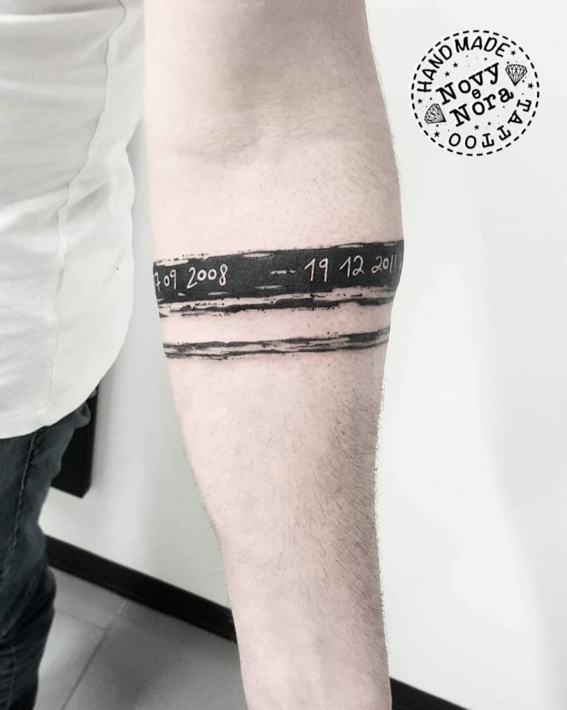 Black Band Tattoo With Dates