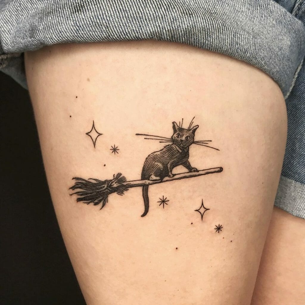 Black Cat Tattoos Symbolizing Witchcraft