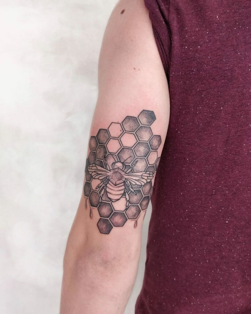 Black Gray Honeycomb Tattoo