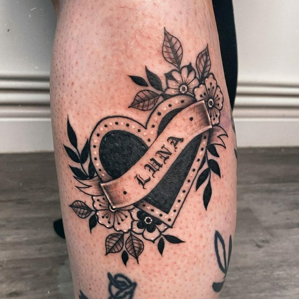 Black Heart Tattoo With Name