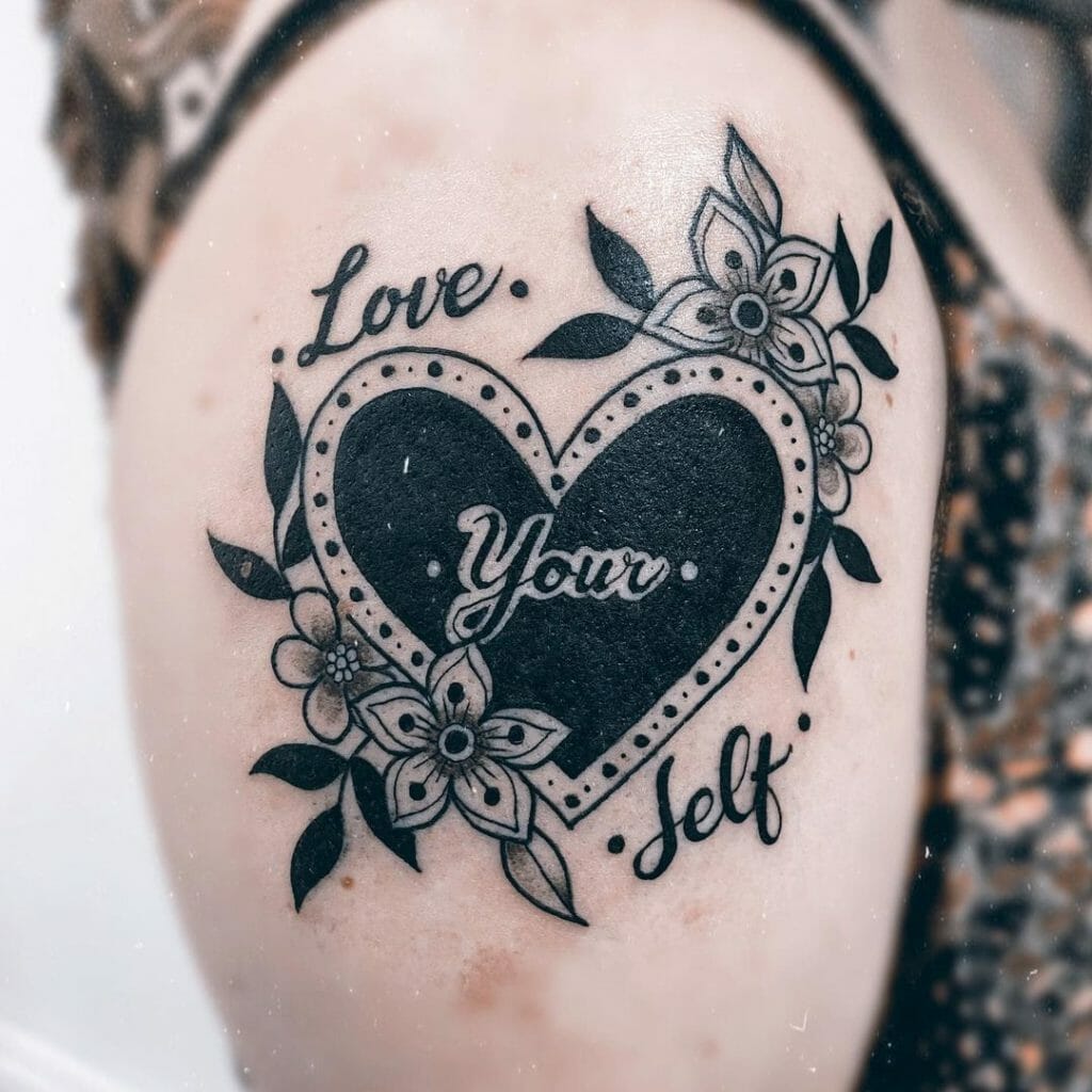 Black Heart Tattoo With Quote