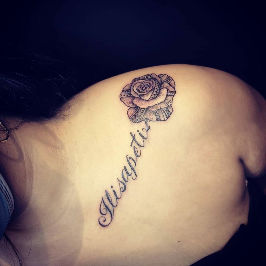 Black Rose Tattoo with Name