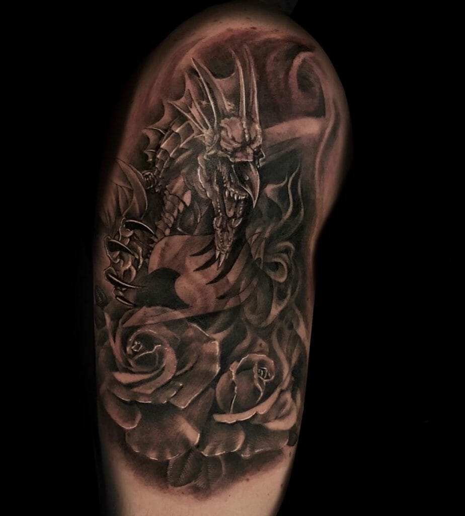 Black Rose and Dragon Tattoo