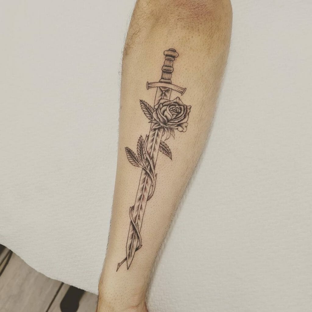 Black Rose and Sword Tattoo
