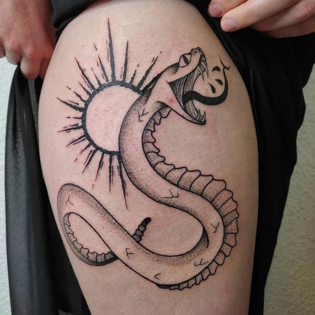 Black Sun Tattoo With Serpent Ideas