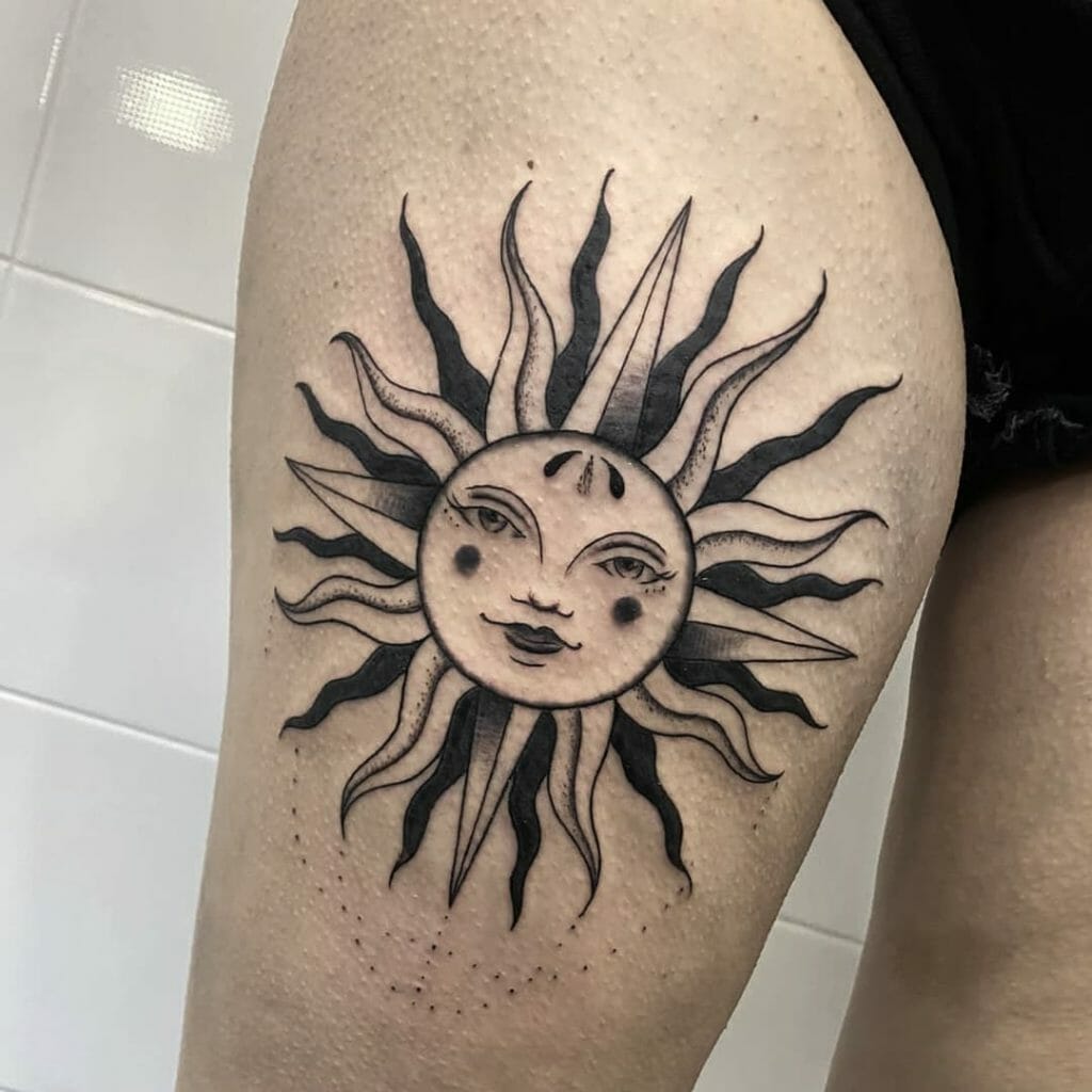 Black White Sun Tattoo