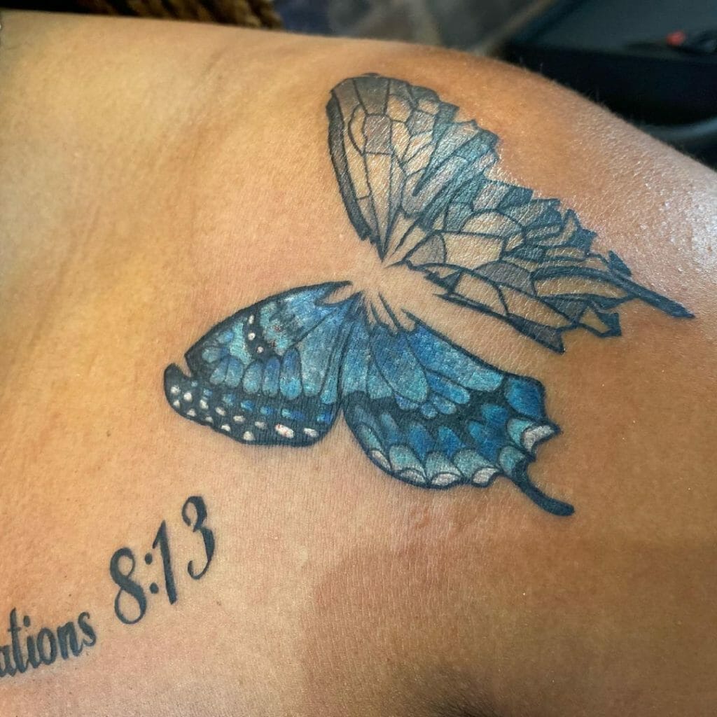 Blue Butterfly Wings Tattoo