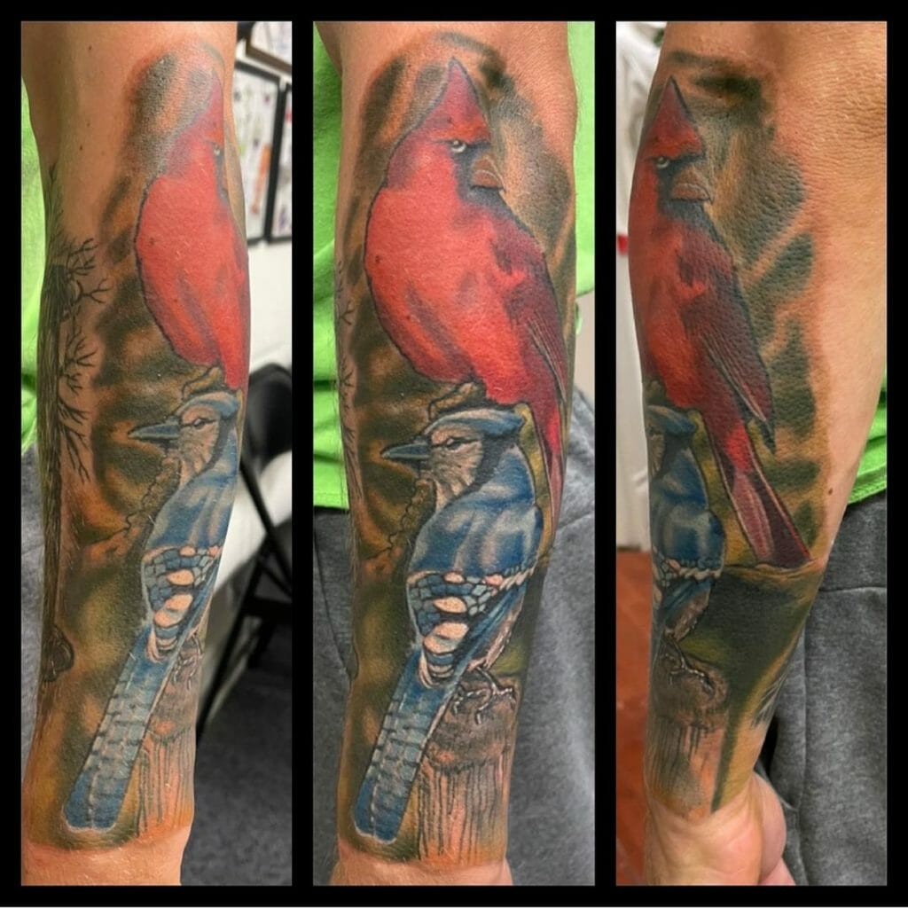 Blue Jay And Cardinal Tattoo