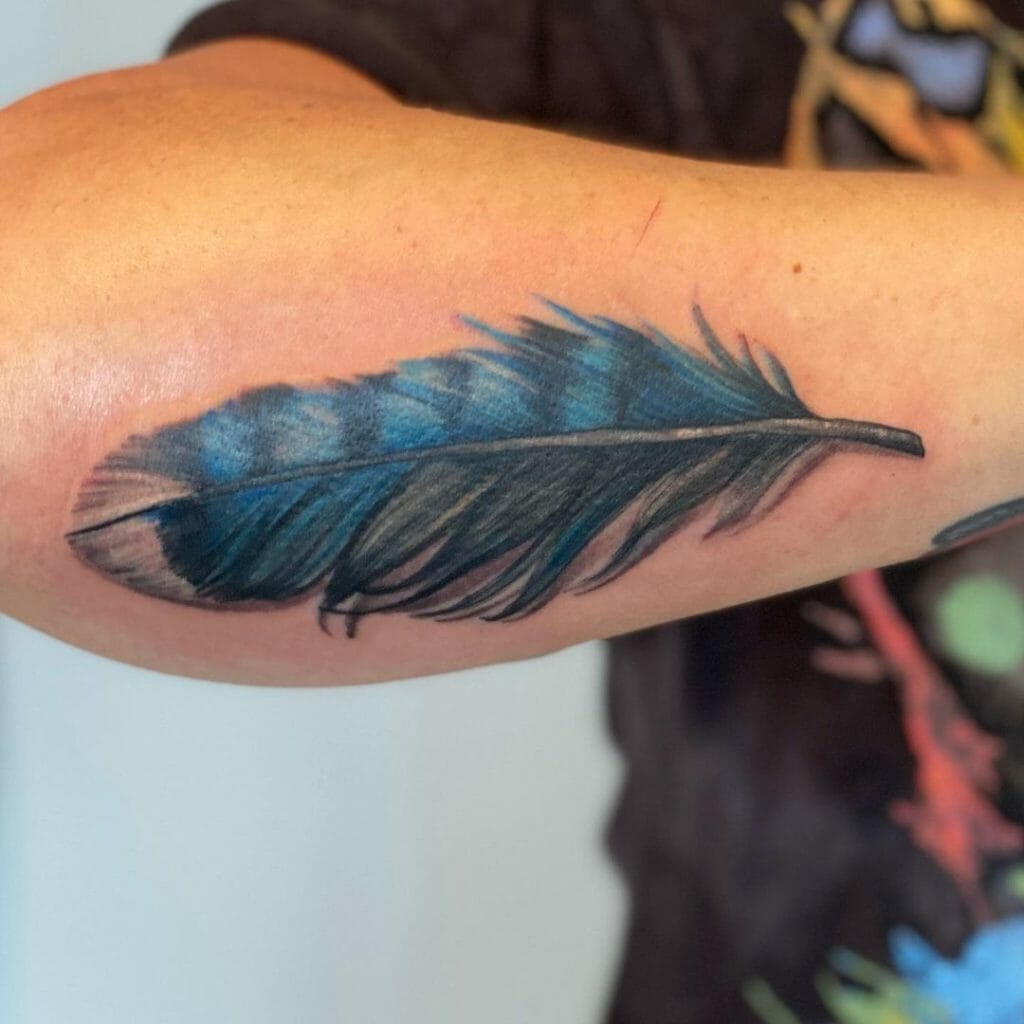 Blue Jay Feather Tattoo