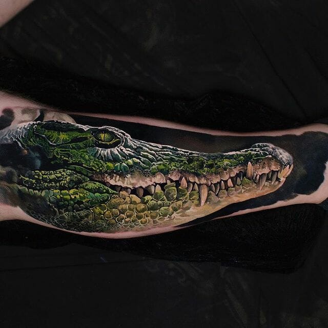 Bold Traditional Alligator Tattoo