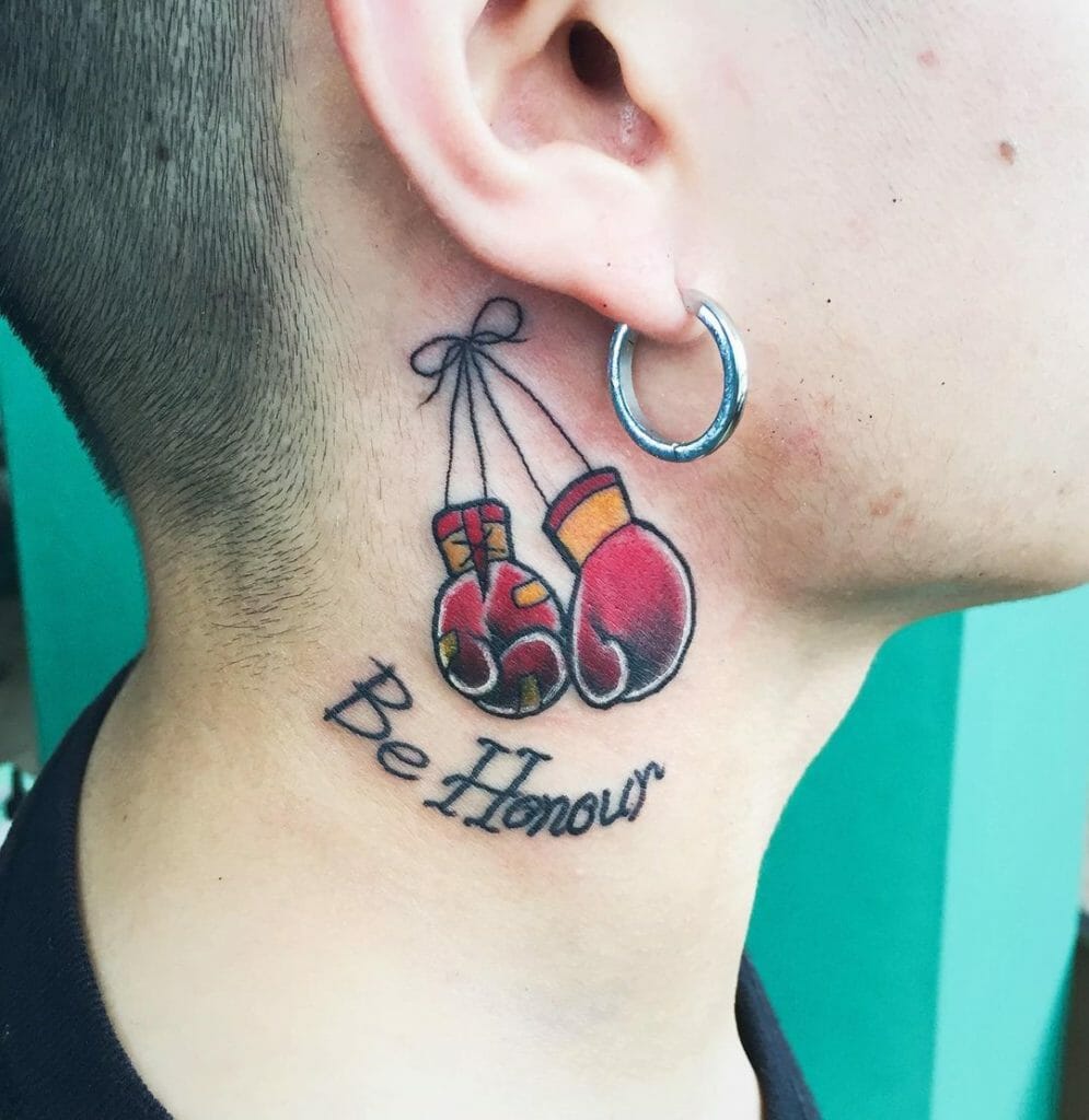 Boxing Gloves Neck Tattoo